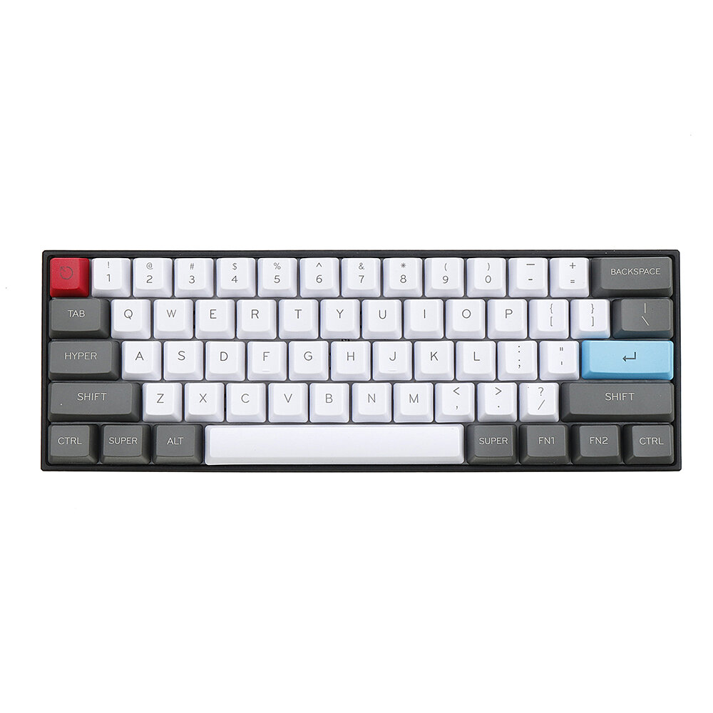 61 toetsen Witte en grijze keycap-set OEM-profiel PBT Dikke ANSI-layout Keycaps voor 60% mechanisch toetsenbord