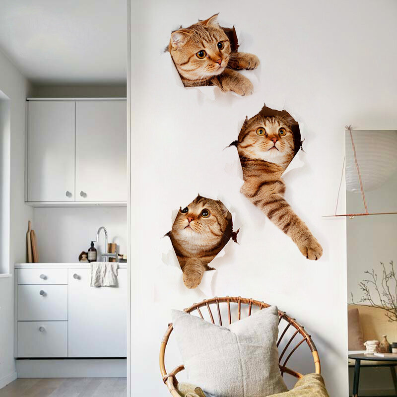 

Miico 3D Creative PVC Wall Stickers Home Decor Mural Art Removable Cat Wall Decals