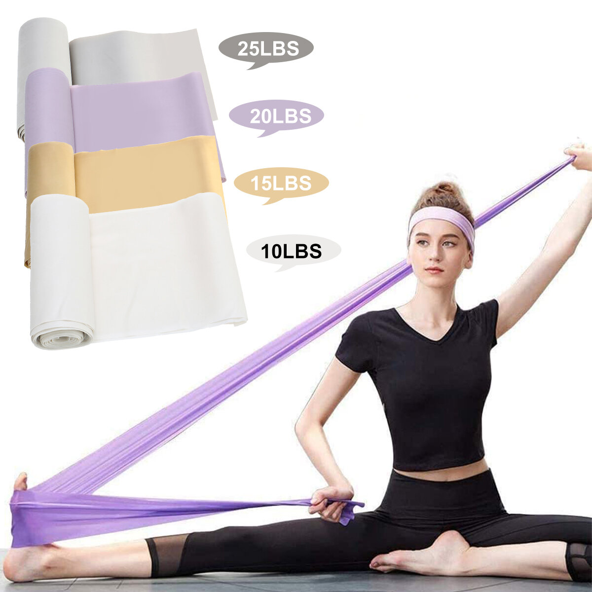 

5м Yoga Ленты сопротивления Спортзал Тренировочный дом Фитнес Упражнения на резинке