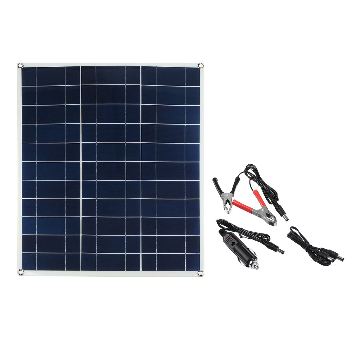 50W 18VDC 60x50cm Polycrystalline Flexible Light Solar Panel with Charging Cable+Alligator Clip