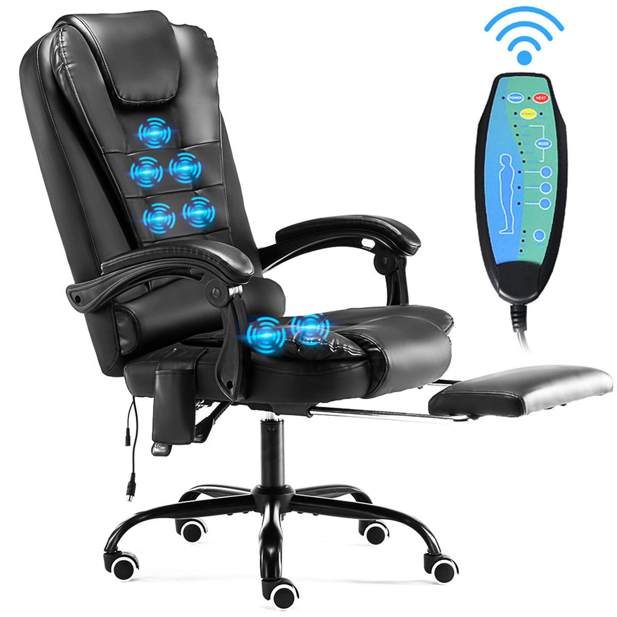 

HOFFREE Ergonomic Massage Office Chair Soft PU Leather Executive Office Chair High Back with Adjustable Lumbar Support a
