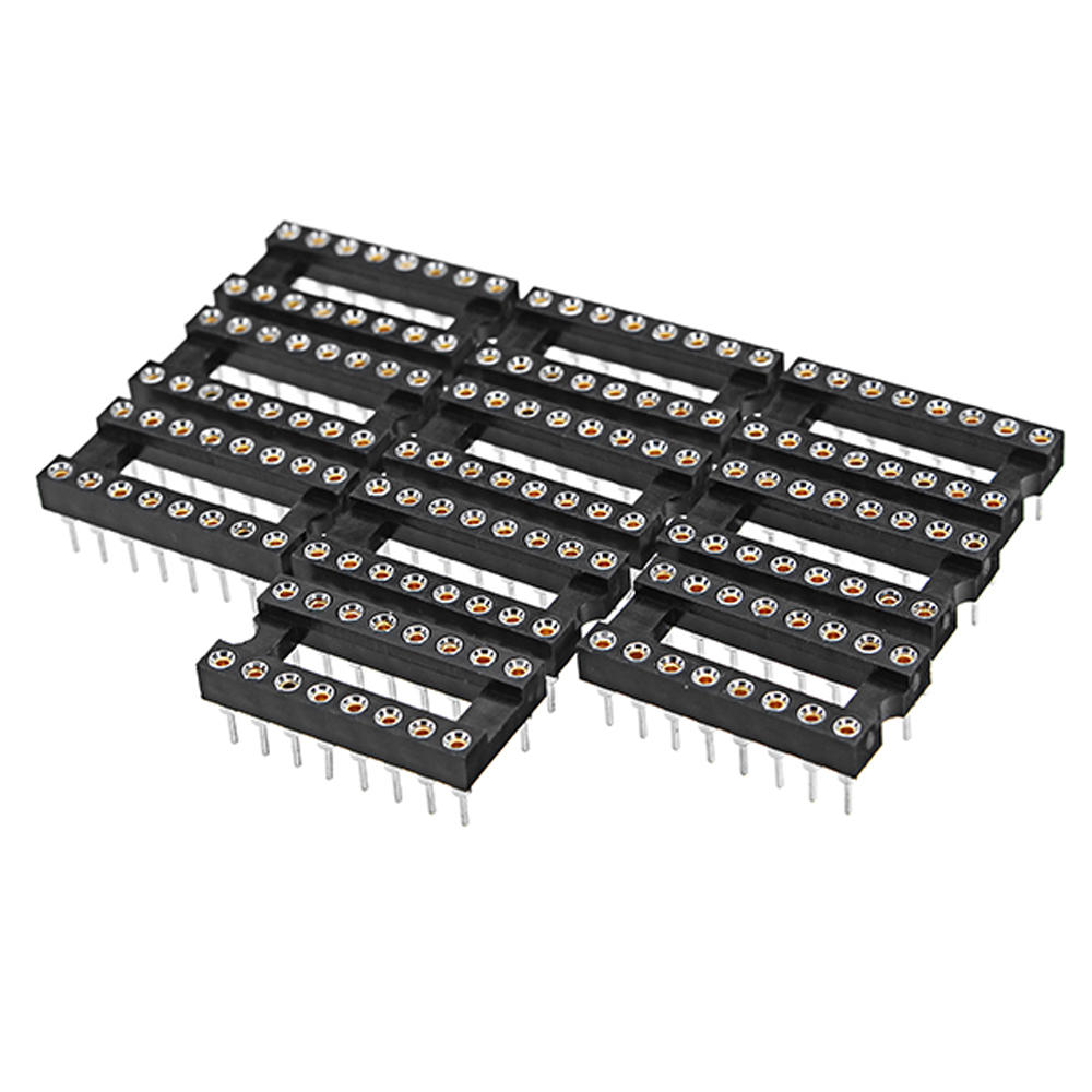 50pcs 16 pins 2.54mm DIP Rechte plug dubbele rij ronde gat IC socket connector adapter