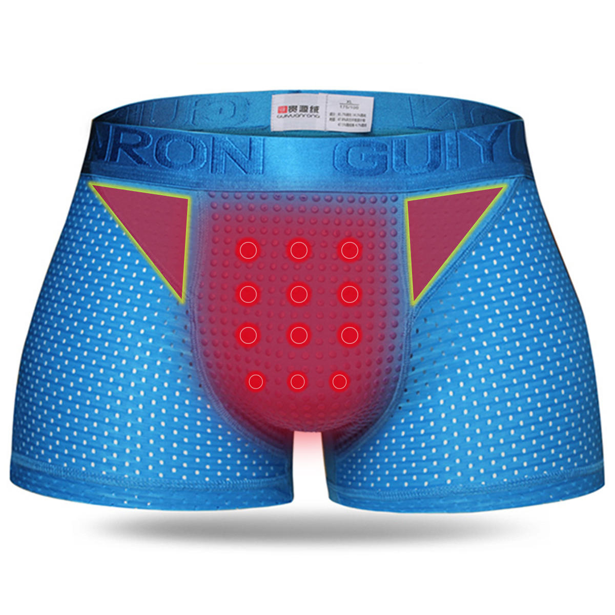 Ropa interior deportiva para hombres Bragas Pantalones cortos Boxershorts Tratamiento magnético Transpirable de secado rápido