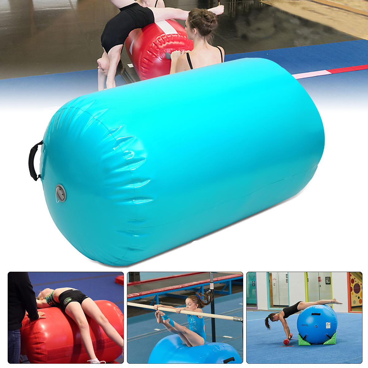 35.49x41.39inch Inflatable Gymnastic Air Rolls Beam Yoga Gymnastics Cylinder Airtrack Exercise Column Training Air Mat