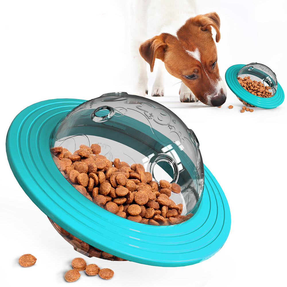 UFO Shape Interactive Dog Cat Food Ball Bowl Pet Toy Shaking Foods Leak Container for Puppy Feeding 
