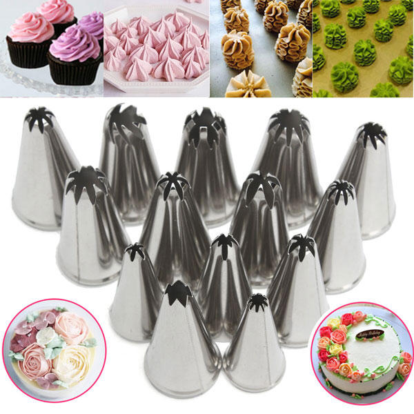 Image of 14 Stcke Edelstahl Blume Zuckerglasur-friedliche Dsen Kuchen Gebck Dekorieren Zubehr Backen Werkzeug