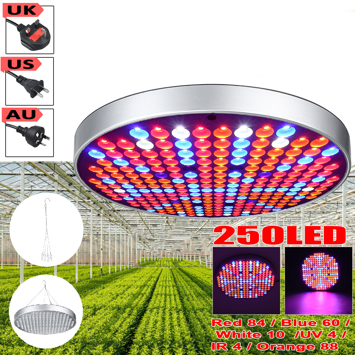 Full Spectrum 250LED Grow Light UV Groeilamp voor Hydroponic Indoor Hydroponic AC85-265V