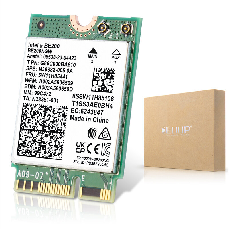 

EDUP Intel BE200 WiFi7 Network Card Tri-Band 2.4G/5.8G/6GHz 8774Mbps bluetooth 5.4 M.2 Laptop Wifi Wireless Card
