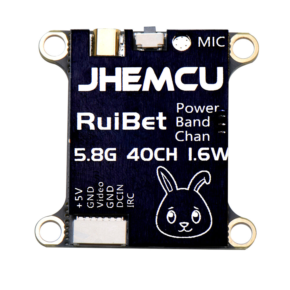 JHEMCU RuiBet Tran-3016W 5.8Ghz 48CH PIT/25MW/200/400/800/1600MW FPV-zender Ingebouwde AGC-microfoon
