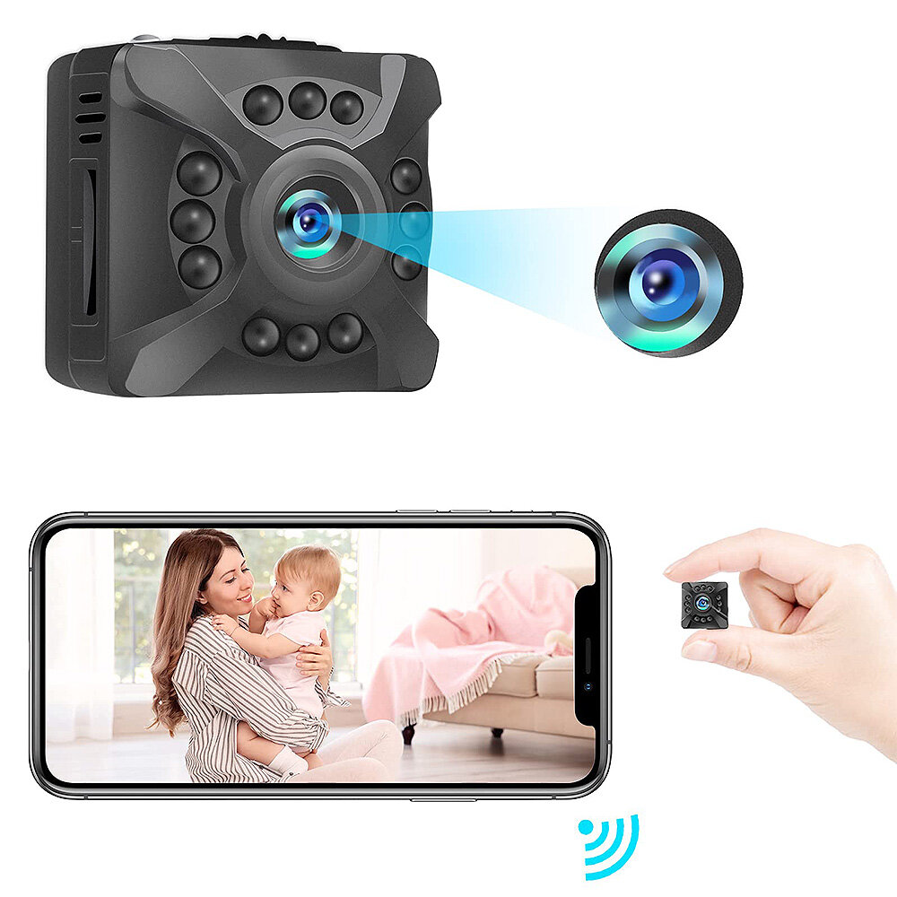 X5 Mini Wifi IP Beveiligingscamera Draadloos 1080P HD Micro Surveillance Cam Nachtzicht Bewegingsdetectie Remote APP-meldingen Push Control Ingebouwde AP Hotspot Camera Ondersteuning Geheugenkaart Loop Playback voor Home Safety
