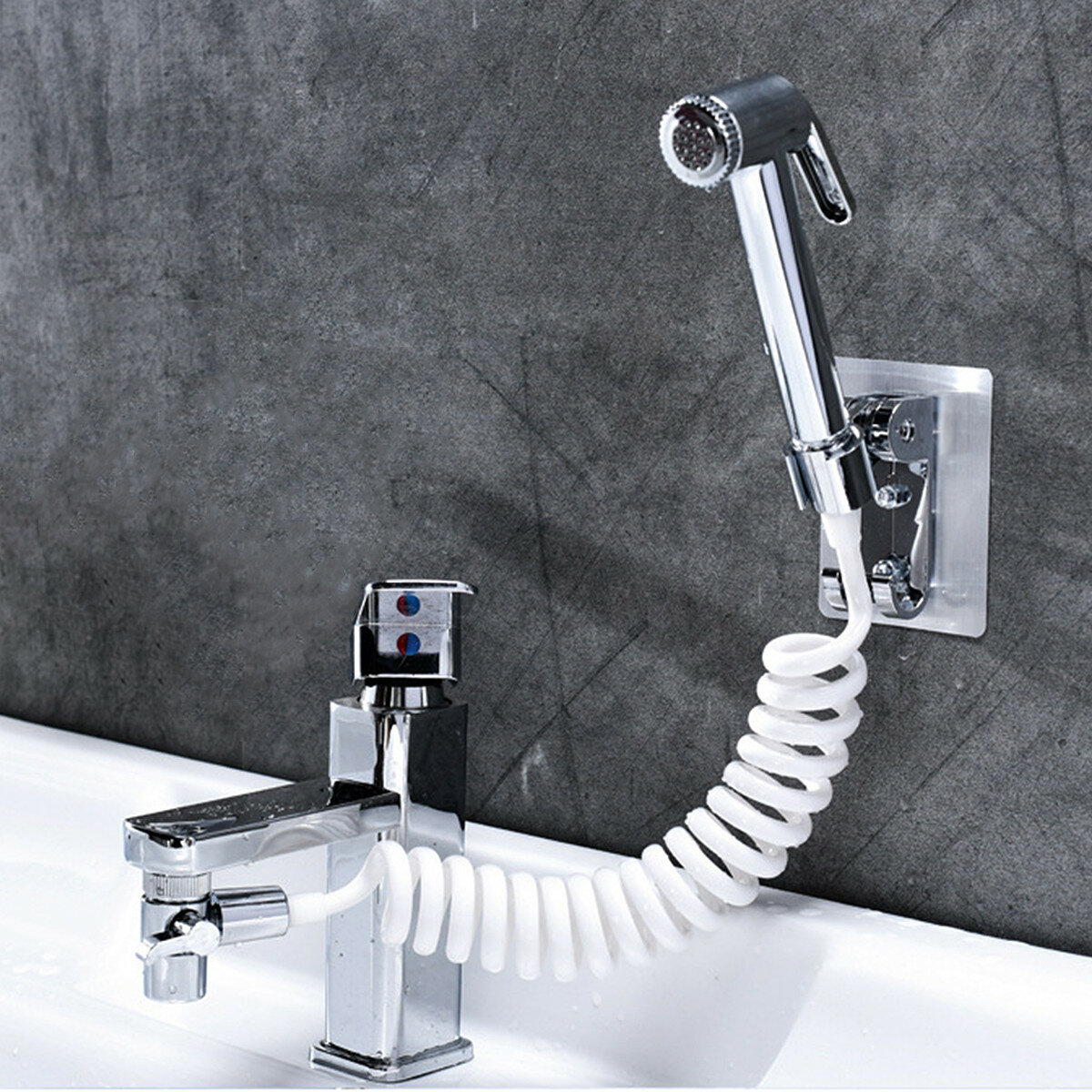

Bathroom Sink Faucet Sprayer Set Tap External Showerhead Handheld Sprinkle Tools Faucet Rinser Extension Set Hair Washin