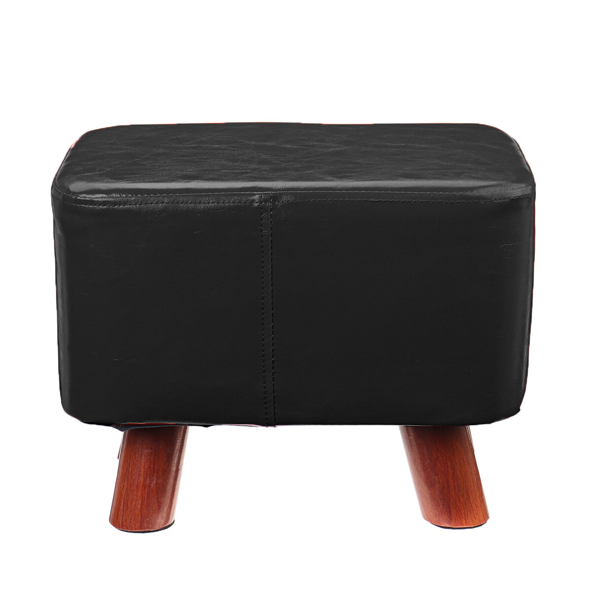 

PU Soft Foot Stool Soft Change Shoes Bench Small Ottoman Footrest Footstool Wooden Legs Rectangular Seat Stool Home Supp