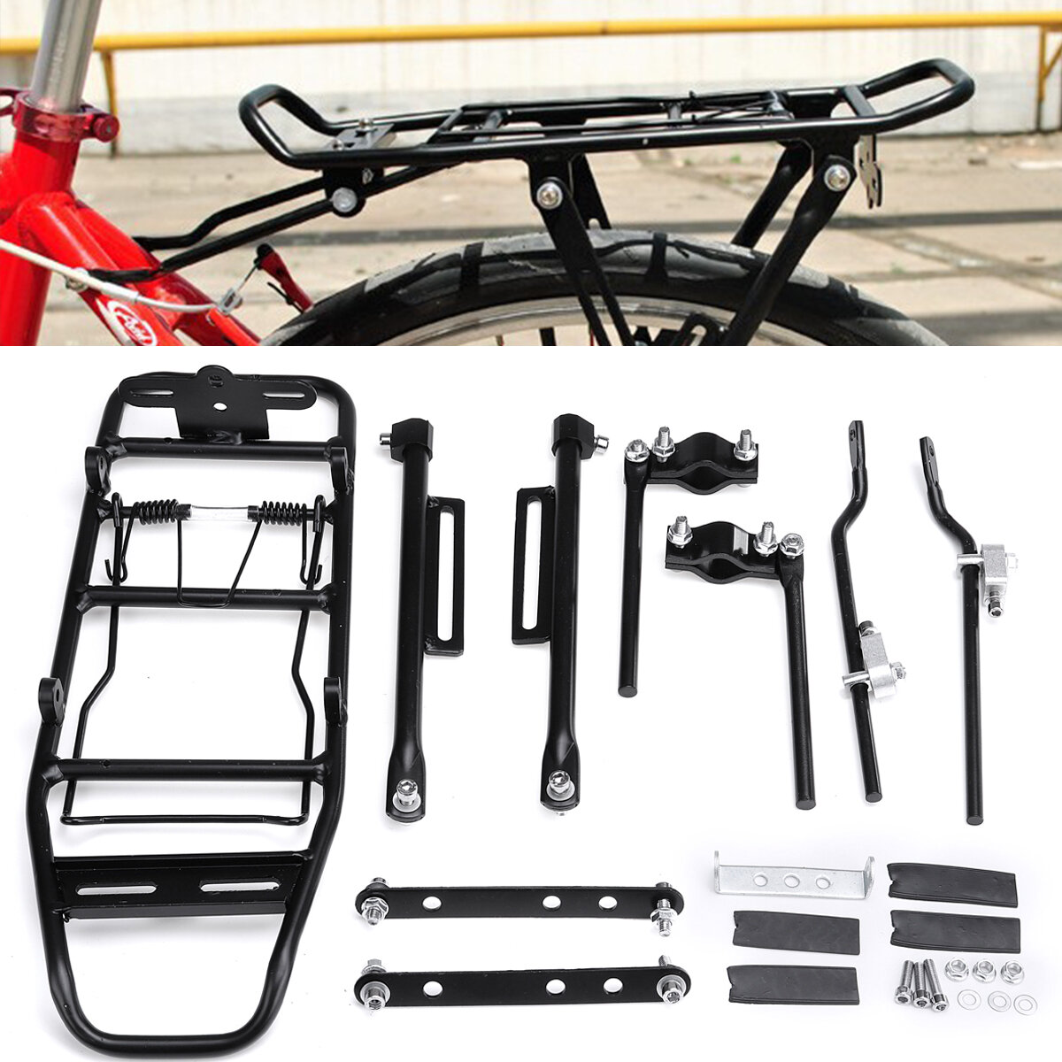 

BIKIGHT 35KG Bearing Aluminum Alloy Bicycle Mountain Bike Rear Rack Seat Post Mount Luggage Carrier Cargo Rack For 24''-