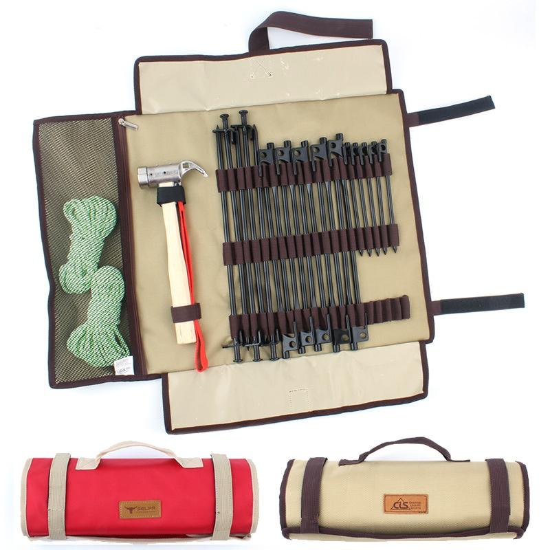 Hammer Wind Rope Tent Pegs Nail Storage Bag Portable Camping Nails Bag Outdoor Tent Accessories