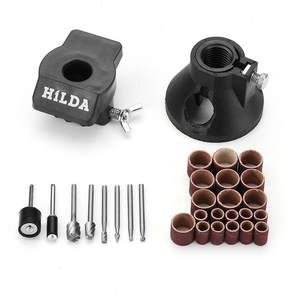 

Hilda 30pcs Drill Positioner Locator with Sanding Band and Rotary Burr Carving Polishing Rotary Tool