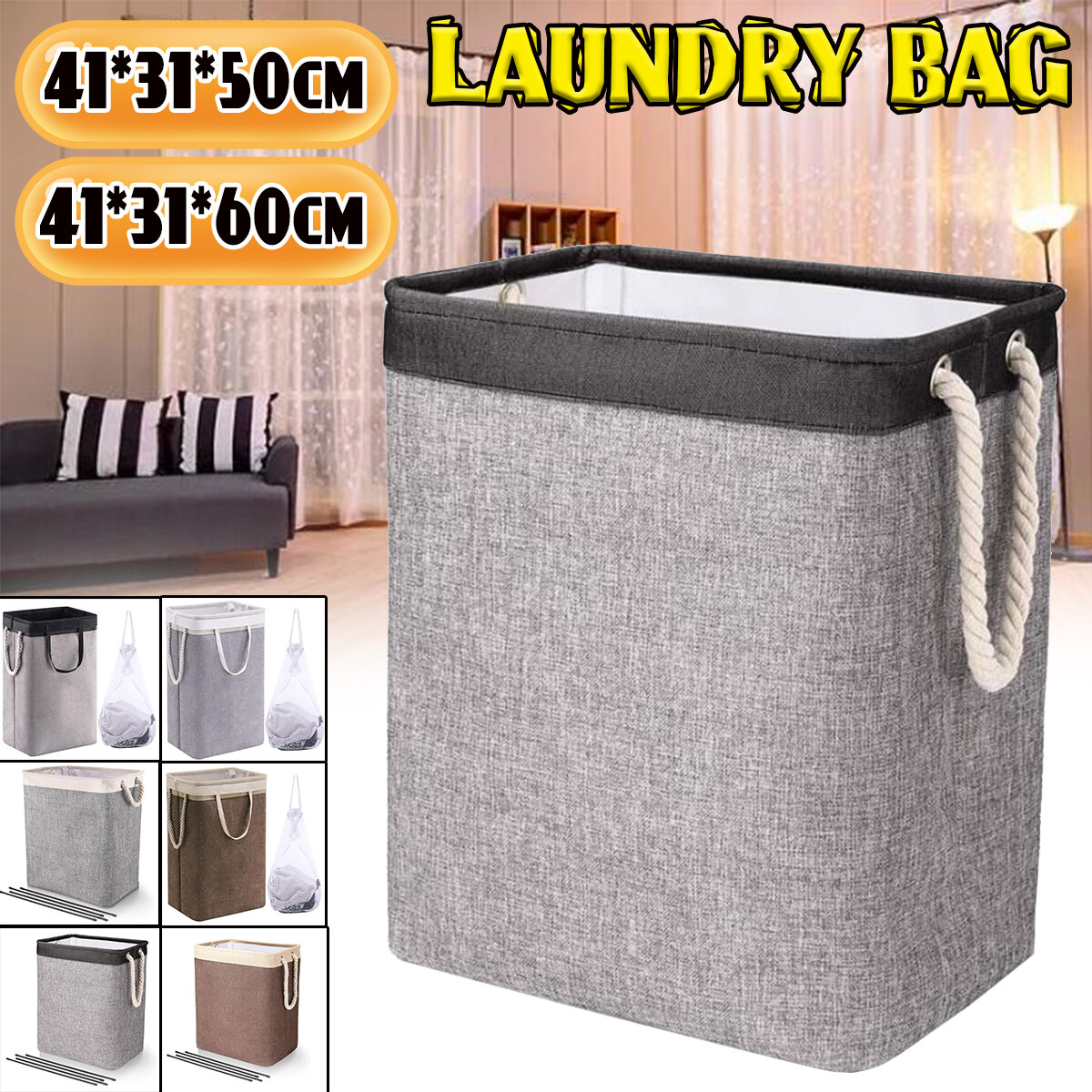

Waterproof Foldable Laundry Basket With Handle Large Dirty Clothes/Toys/Debris Multifunction Storage Basket