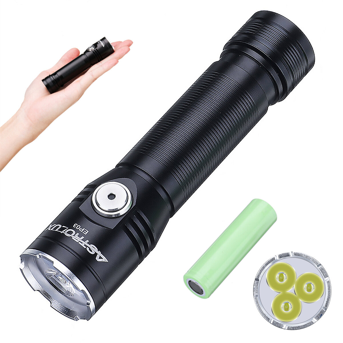 Astrolux® EP03 2050LM LH351B LED Super Bright Flashlight 8H Runtime Type-C Rechargeable with 18650 Battery IP67 Waterpro