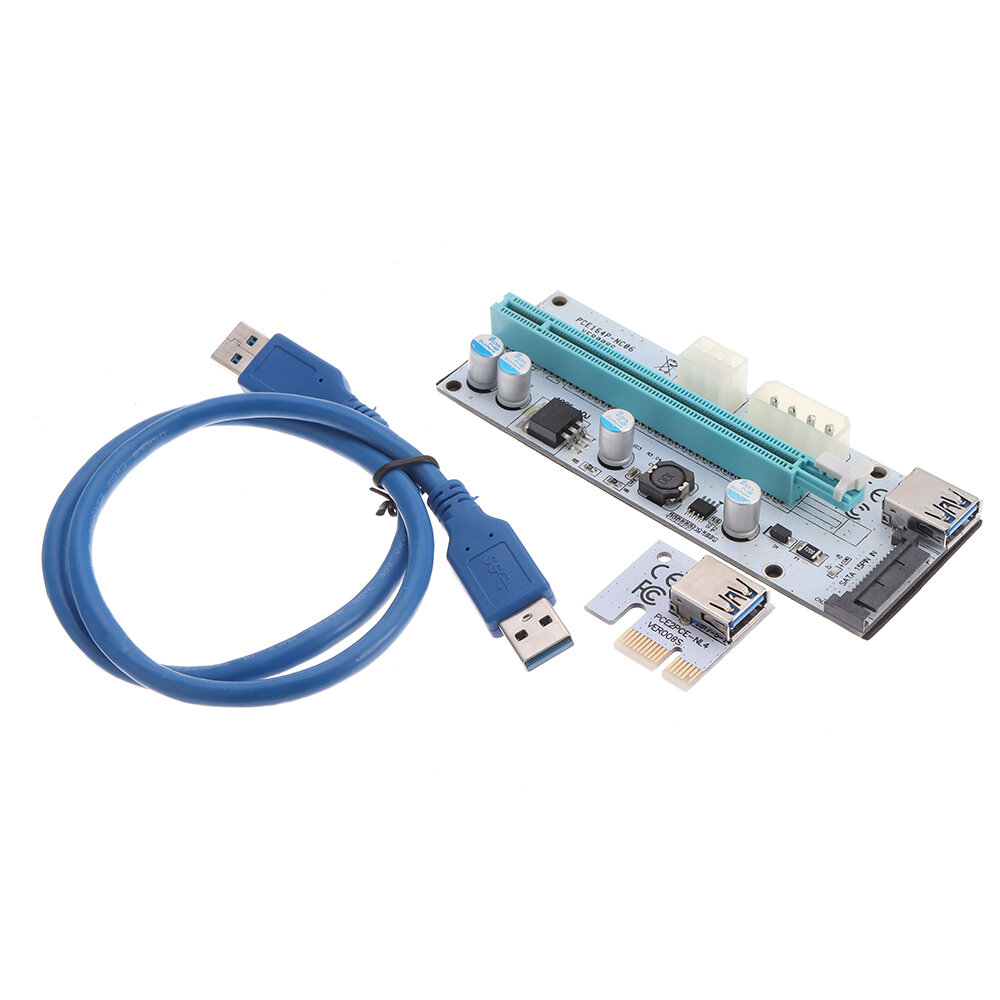 3 stks USB3.0 PCI-E 1x naar 16 x SATA + 4P + 6P Extender Riser Card Adapter Stroomkabel Mijnwerker