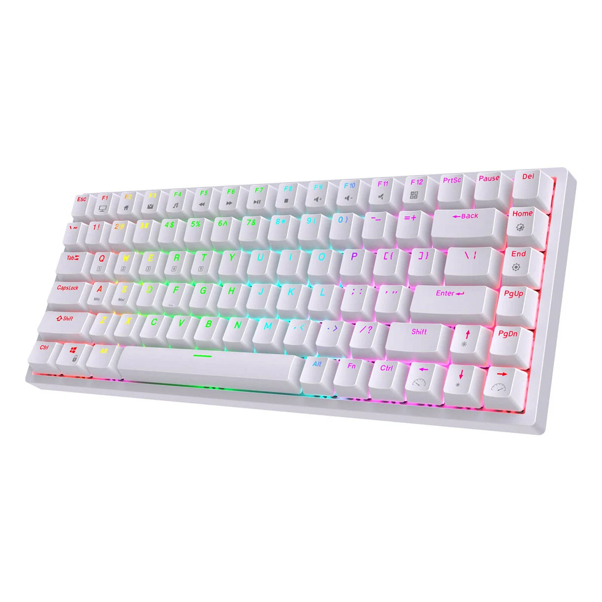 Royal Kludge RK84 Mechanical Keyboard 84 Keys Triple Mode Wireless bluetooth5.0 + 2.4Ghz + Type-C Wired Hot-swappable RK Switch USB Hub Rechargeable RGB Backlit ABS Keycaps Gaming Keyboard - White Blue Switch