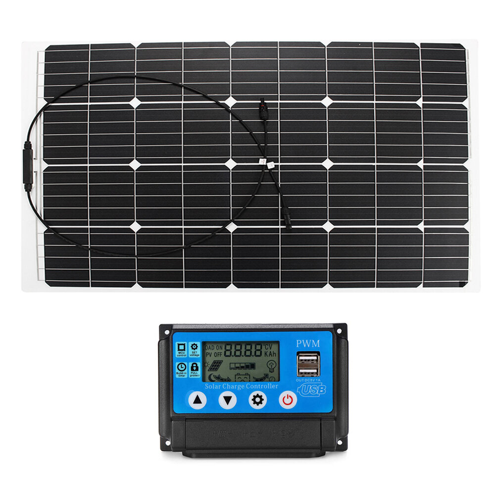 

120W 18V Monocrystalline Silicon Semi-flexible Solar Panel For Car Boat Battery Charge with 10A Solar Controller