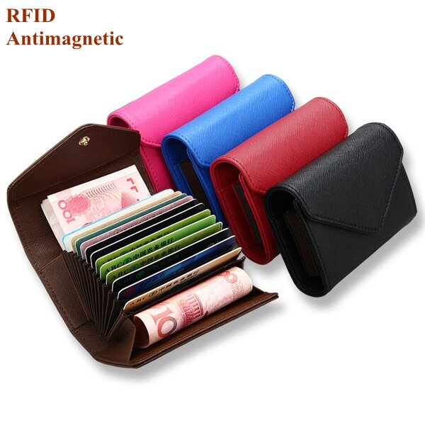 RFID Microfiber Leather Multi Slot 13 Card Slots Card Holder Pure Coin Bags