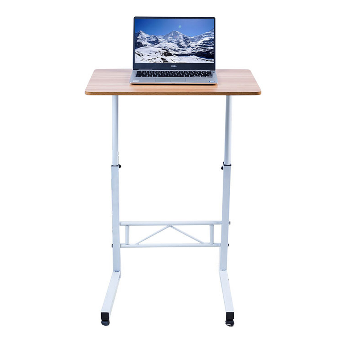 Houten beweegbare, in hoogte verstelbare Macbook-laptoptafel met universeel wiel