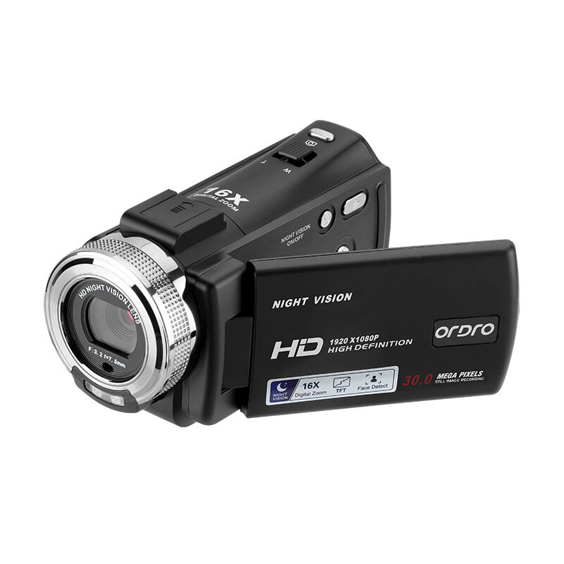 Στα 49.60€ από αποθήκη Κίνας | Ordro HDV V12 Digital Video Camera 1080P 30MP HD Infrared Night Vision 16X Zoom Portable Camcorder 3 Inch TFT Screen Video Camera Camcorder