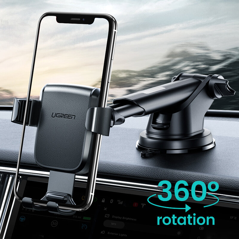 

Ugreen 360 Degree Rotating Multifunction Auto Lock Car Dashboard Suction Cup Gravity Mount Holder for 4.7-6.5 inch Phone