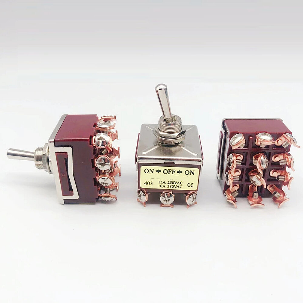 

1PCS E-TEN 403 High-end Rocker Button Switch 12Pin ON-OFF-ON Silver Contact Copper Pin 12mm 250V 15A Rocker Toggle Switc