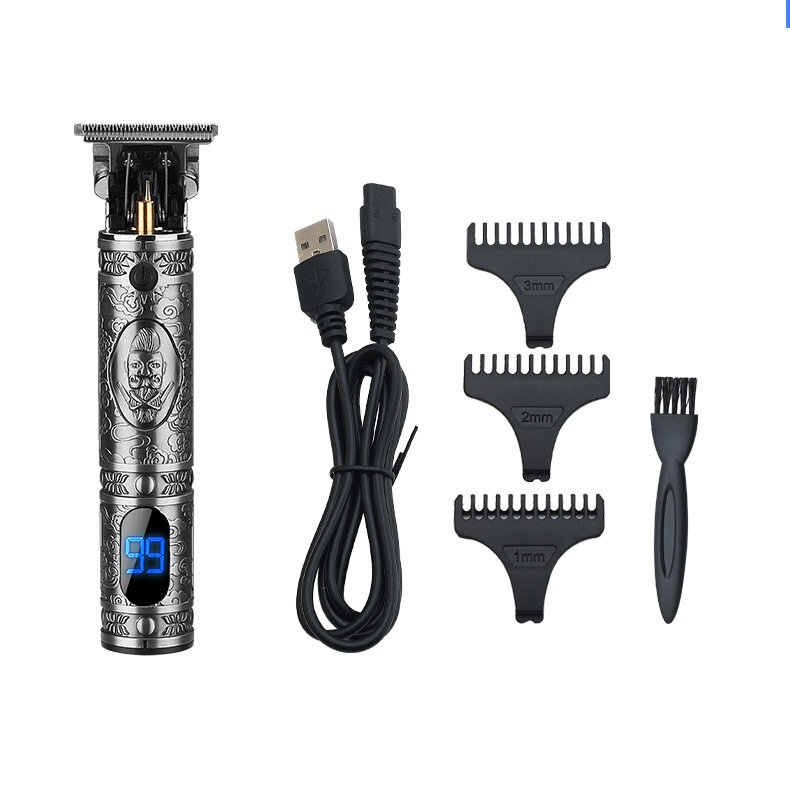 

RESUXI 1500MAH Rechargeable Electric Hair Trimmer LCD Carving Clipper Haircut Machine W/ 3 Limit Combs