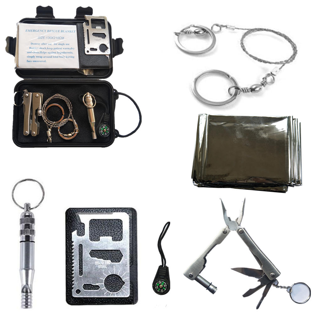 6 In 1 Self-Help Box SOS Equipment Outdoor Hiking Camping Sports Survival Emergency Tools Kit
