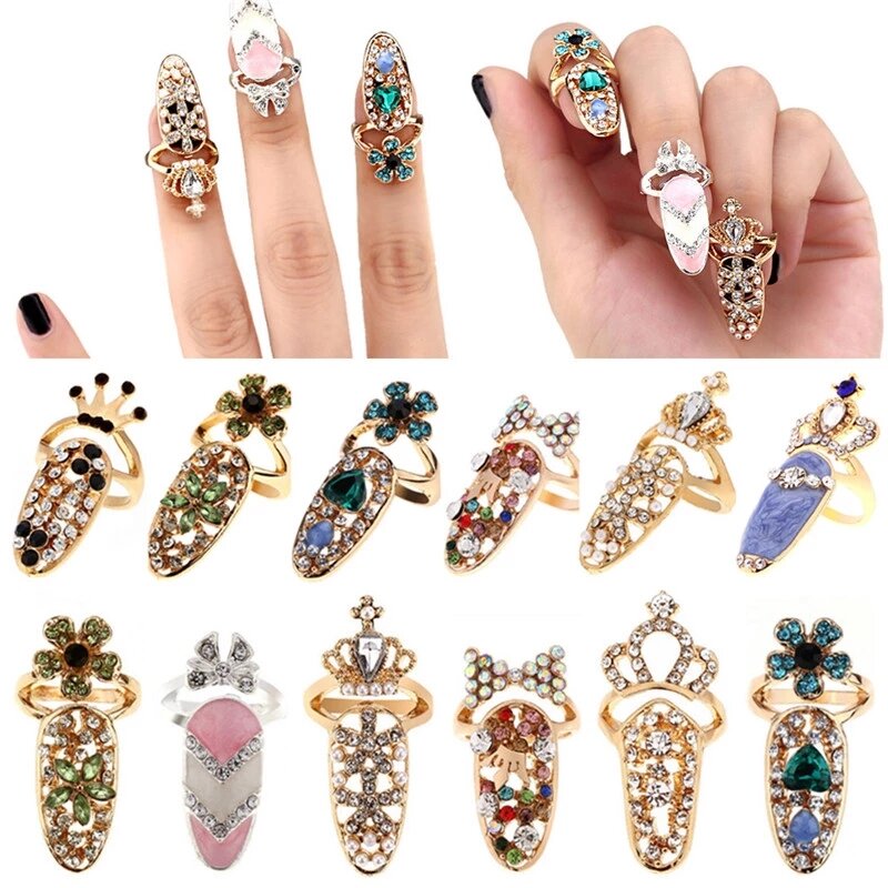 Unique style Crystal Rings Nail Rings Chic Knuckle Rings New Fashion Jewelry for Women Vogue Nail De