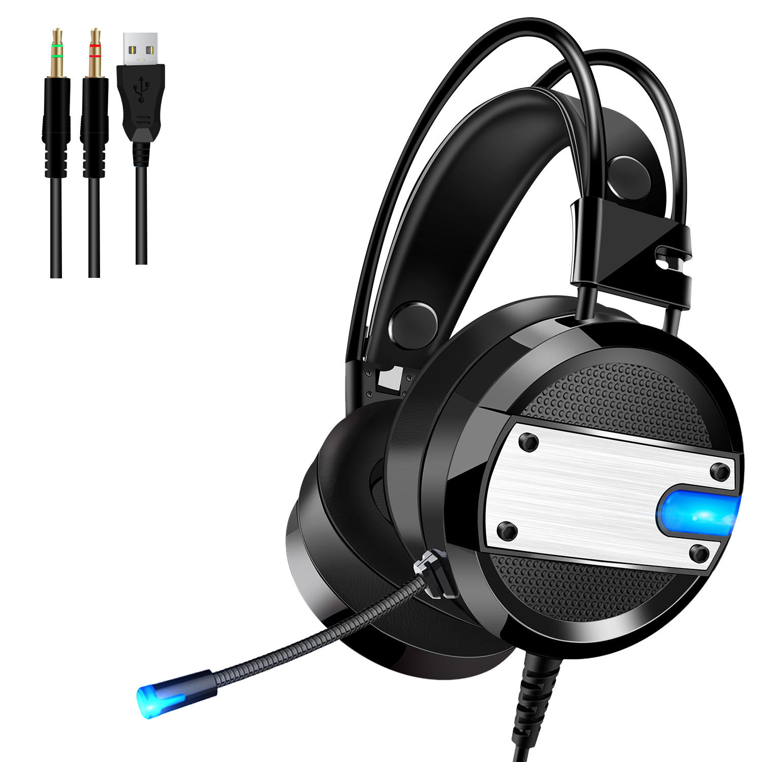 

A10 Wired Gaming Headset Bass Noise Cancelling 7.1 Channel Headphone Over-ear With Mic LED Light for PC Computer
