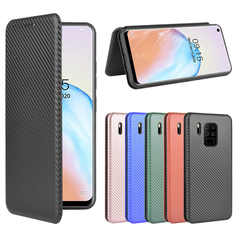 

Bakeey for Oukitel C18 Pro Case Carbon Fiber Pattern Flip with Card Slot Stand PU Leather Shockproof Full Body Protectiv