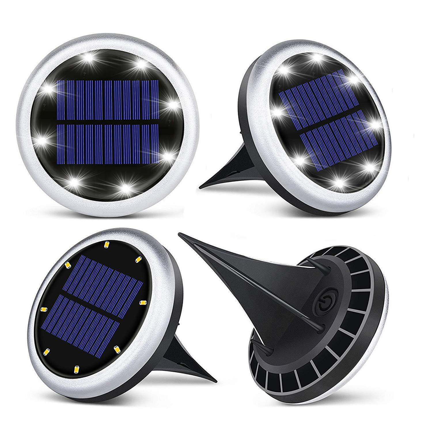 XANES® 8 LED Solar Luces de tierra al aire libre Impermeable Disco de paisaje Lámpara para Garden Pathway Yard Deck Patio Walkway