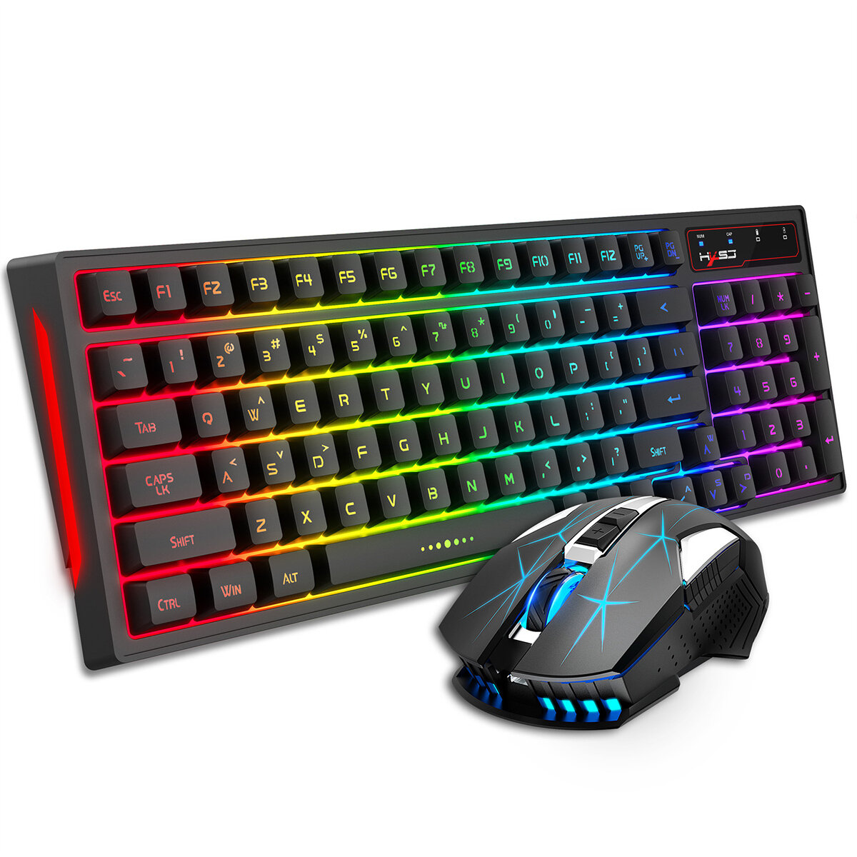 HXSJ L99 2.4G Wireless Keyboard Mouse Combo 96-Keys ABS Translucent Keycaps RGB Backlight Gaming Key