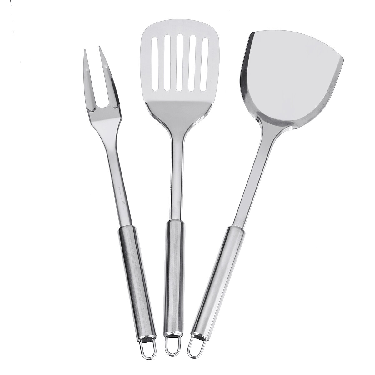 3 Pcs Kitchen Tool Stainless Steel Kitchenware Spatula Meat Fork Leakage Shovel