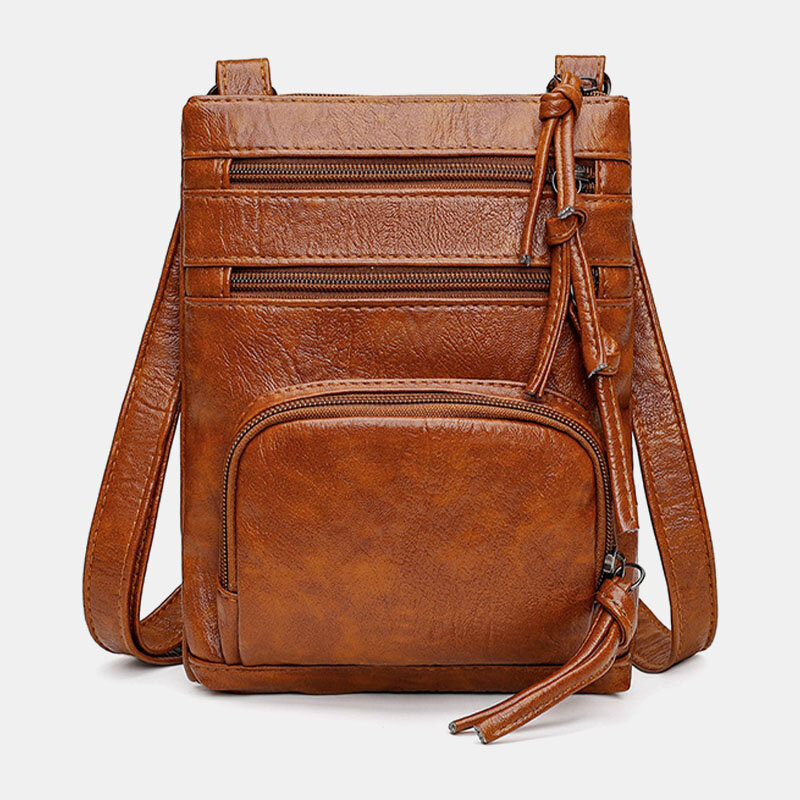 Στα €10.90 από αποθήκη Κίνας | 12.99 For Woman Faux Leather Retro Simple Soft Multi-pocket 6.3 Inch Phone Bag Shoulder Bag Crossbody Bag