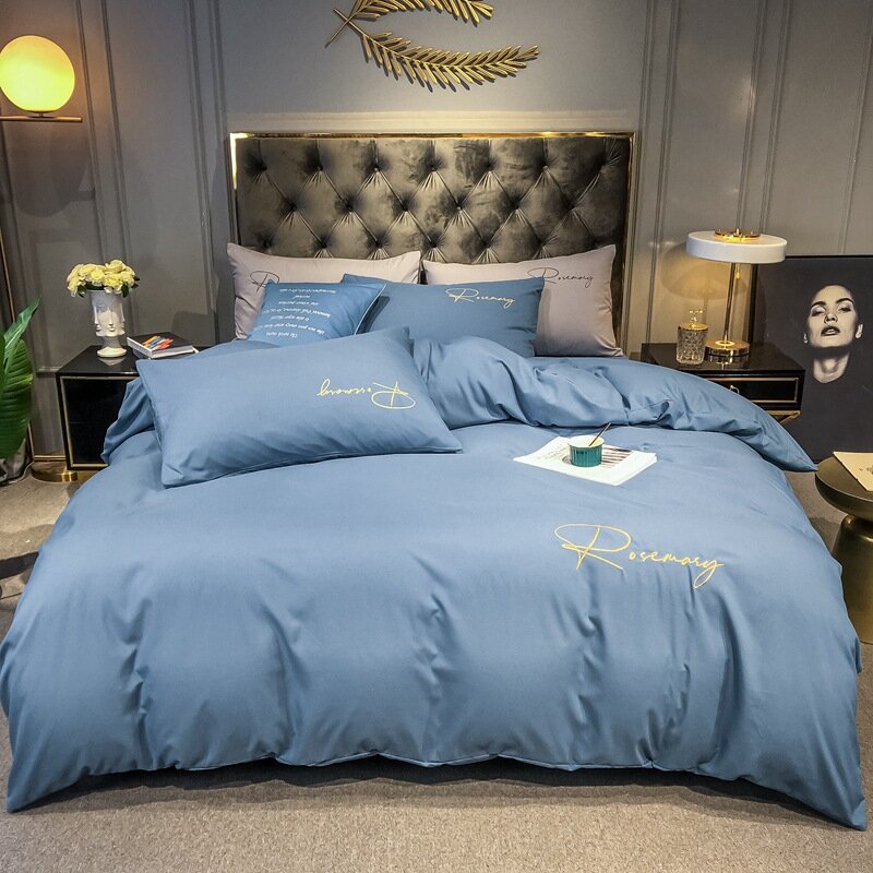 Pure Color Washed Cotton Bedding Set Nordic Light Luxury Design Bedding Set Breathable Skin-friendly Bedding Set