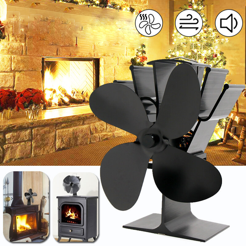 Ventilateur de cheminée IPRee® à 4 pales de 8,8 pouces, ventilateur thermique d'hiver, écologique et silencieux