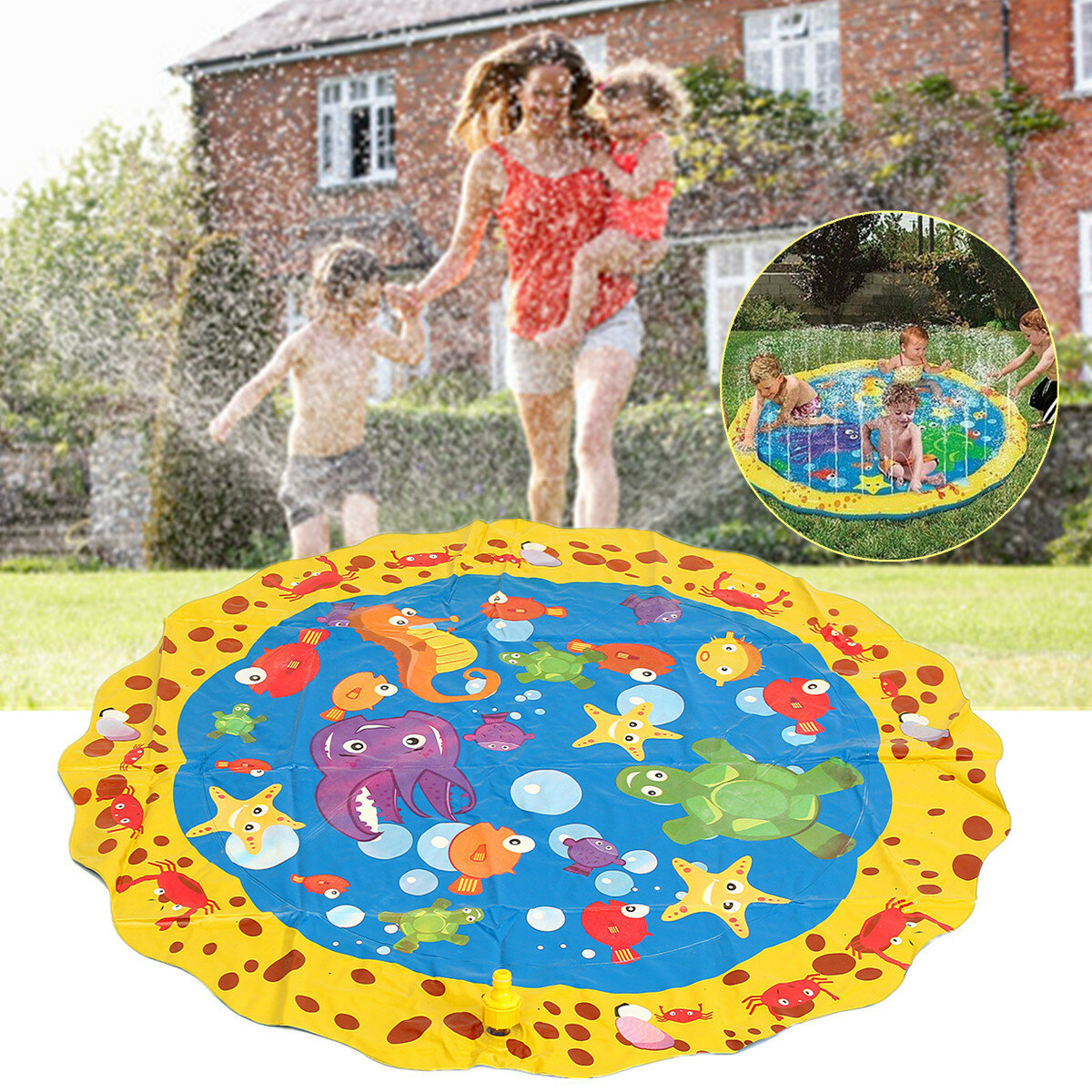 

Inflatable Splash Water Mat Sprinkle Splash Play Mat Fun Summer Spray ToysInflatable Pad Outdoor Water Toys for Kids