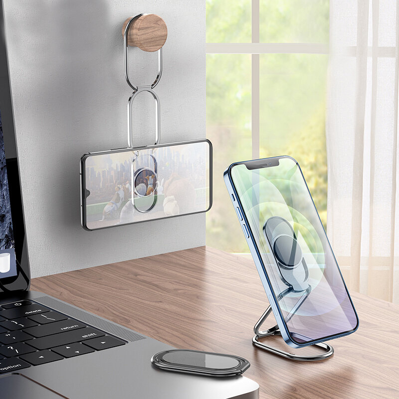 Bakeey Multifunction Phone Holder Mini Folding Metal Desktop Bracket Support Car Magnetic Suction Ce