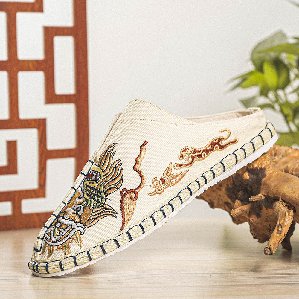 Heren ademend antislip oude Peking slip op comfortabele linnen schoenen casual slippers