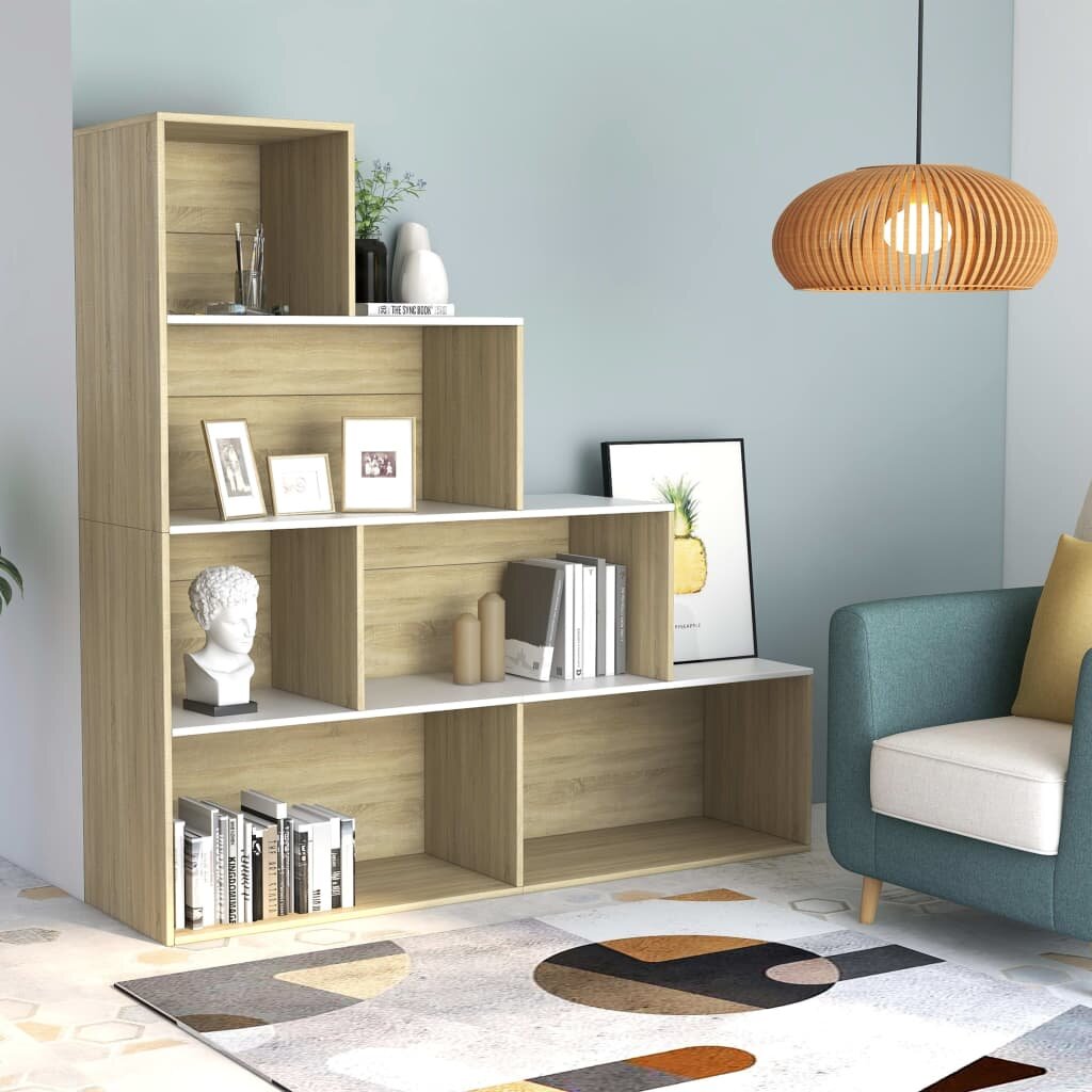 Book Cabinet/Room Divider White and Sonoma Oak 61