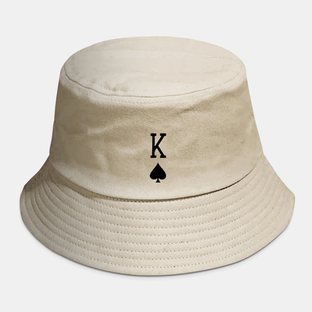 

Unisex Cotton Solid Color Poker Love Letter Spades A Pattern Casual All-match Bucket Hat