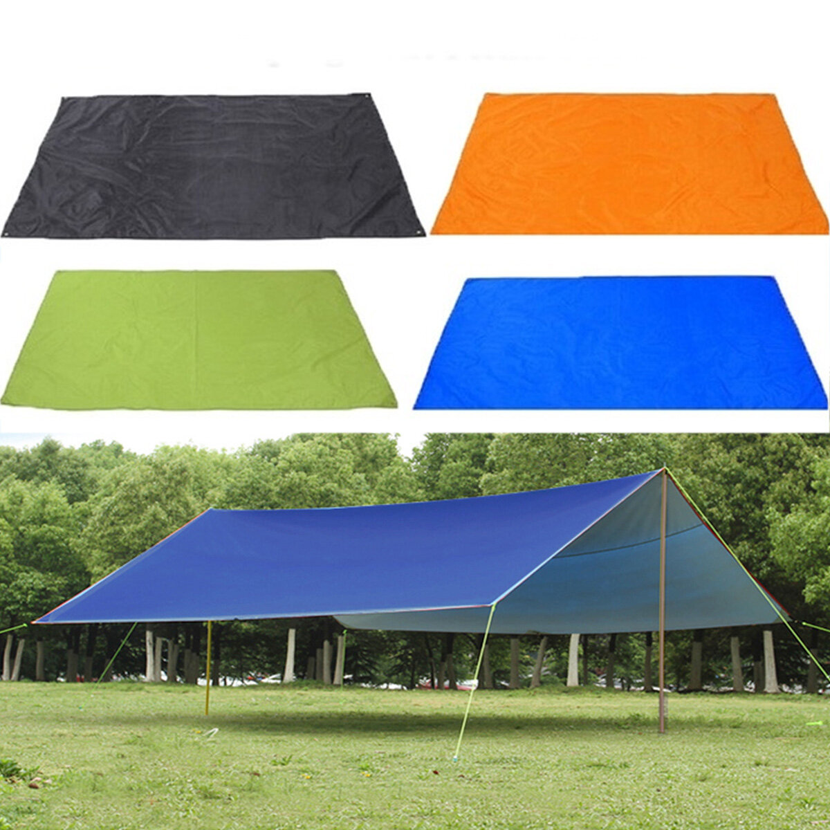 Tenda da campeggio outdoor 210x300 cm, ombreggiante per sole e pioggia, tenda da spiaggia antiraggi UV, rifugio, tappetino da picnic, stuoia per il terreno