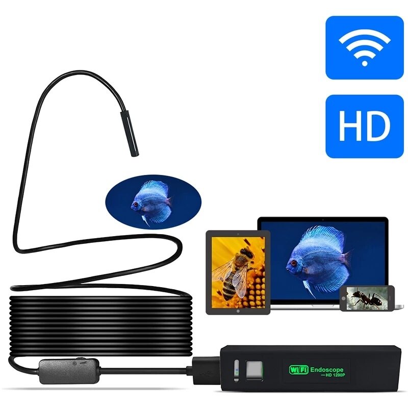 Draadloze endoscoopcamera WiFi 1200P HD Borescope-inspectiecamera IP68 Waterdichte slangencamera voo
