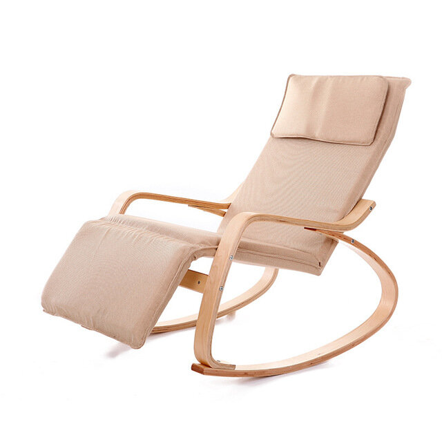Στα 93.28 € από αποθήκη Τσεχίας | Solid Birch Folding Rocking Chair Waterproof Dustproof with 5-way Adjustable Foot Section Load Capacity 180 KG Suitable for Home Furniture