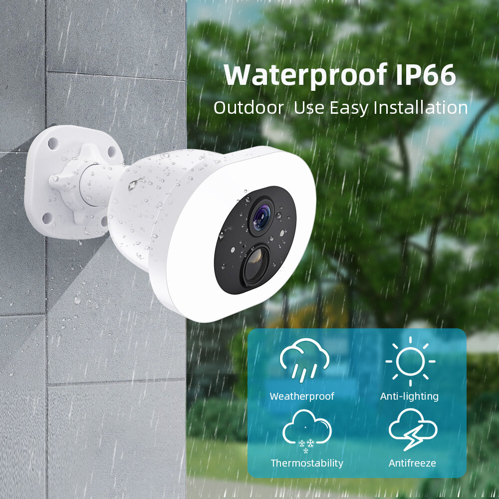 

2MP WiFi IP Camera 2.4G Outdoors Wireless Security Cam Color Night Vision PIR Human Detection IP66 Waterproof Two-way Au