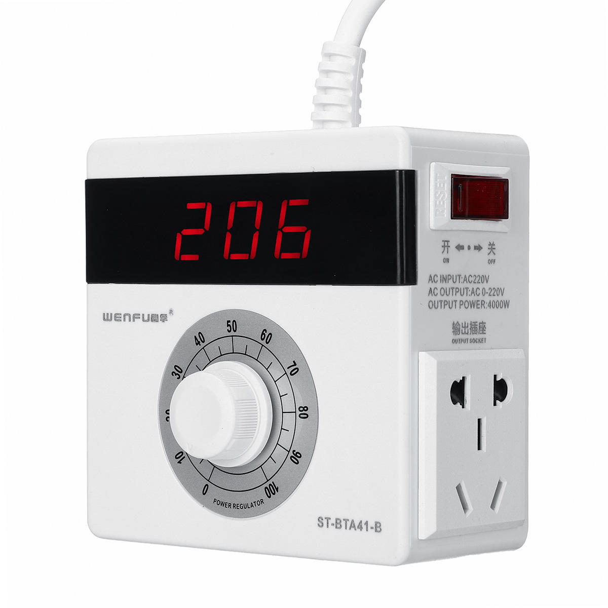 4000W AC 0-220V Adjustable Voltage Controller For Fan Speed Motor Temperature Control